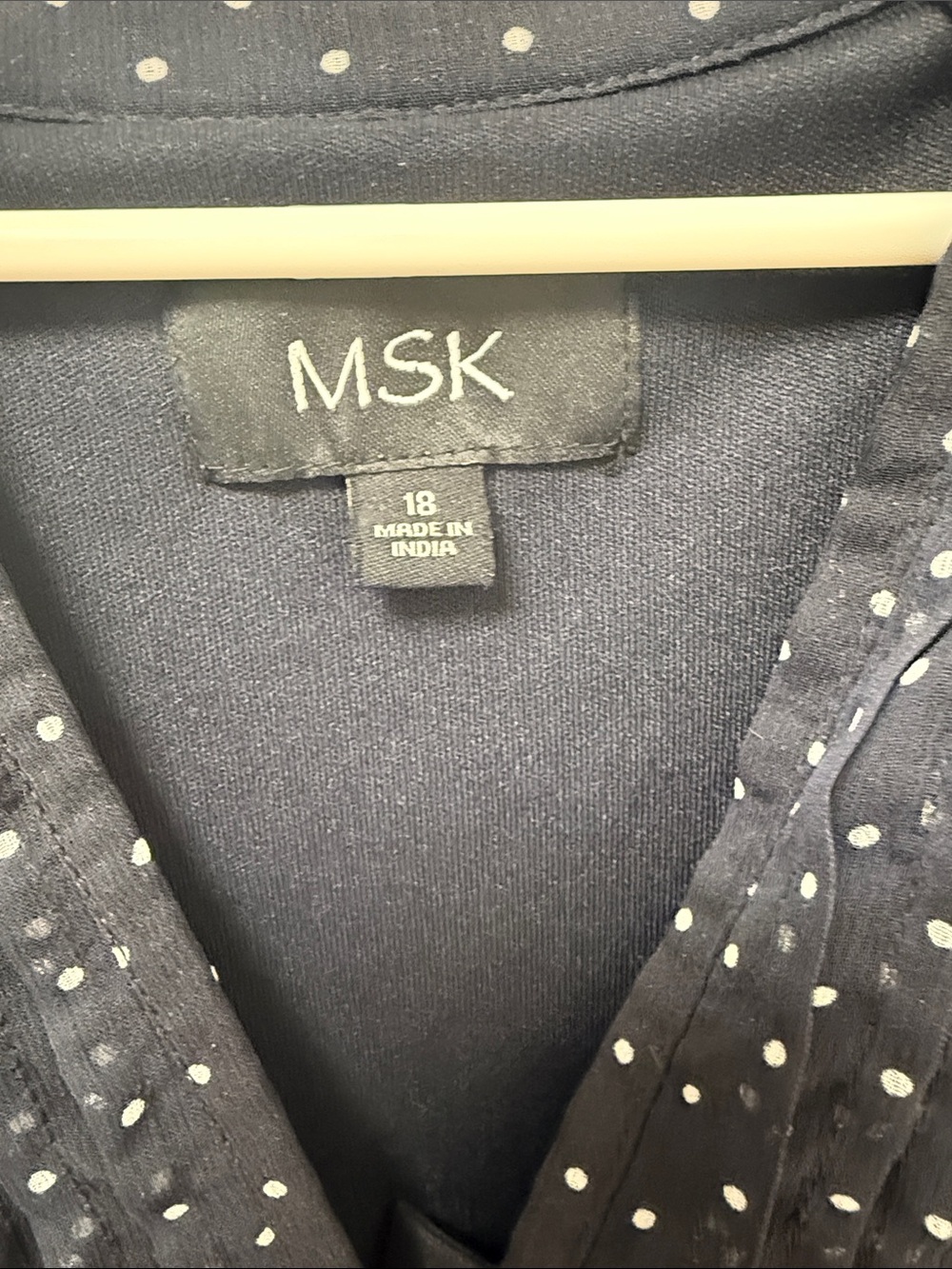 MSK Navy Polka Dot Midi Dress with Self-Tie Belt - Picture 2 of 3